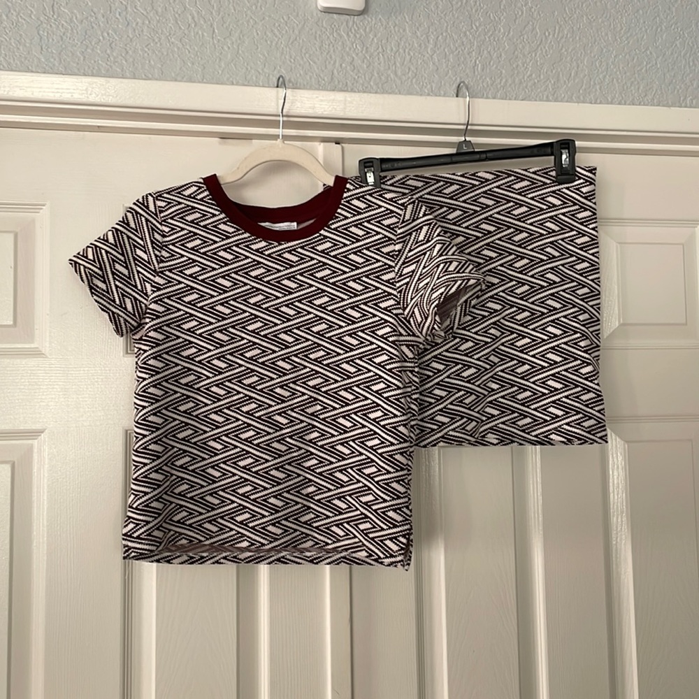 Zara ladies size 28 patterned top and mini skirt